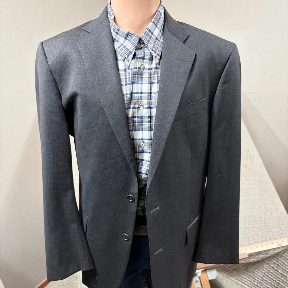 Brooks Brothers 1818 Madison Suit Mens Charcoal Gray Wool Pleated 2 Piece Set
